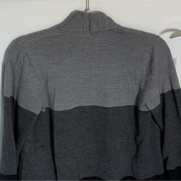 Eileen Fisher Merino Texture cardigan Sweater gray black colorblock 35376 - Picture 8 of 13